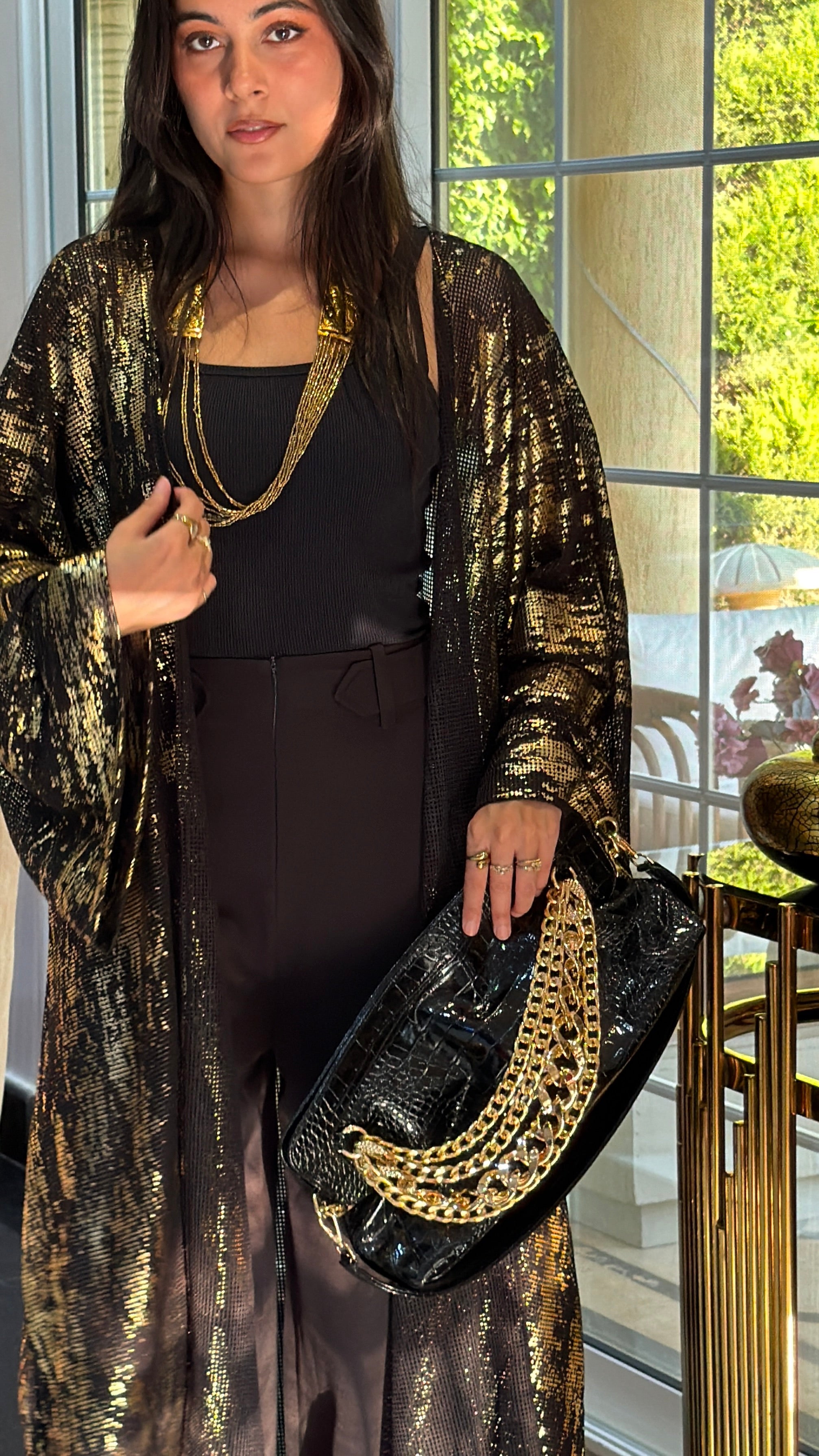 Midnight Gold Shimmer Cardigan