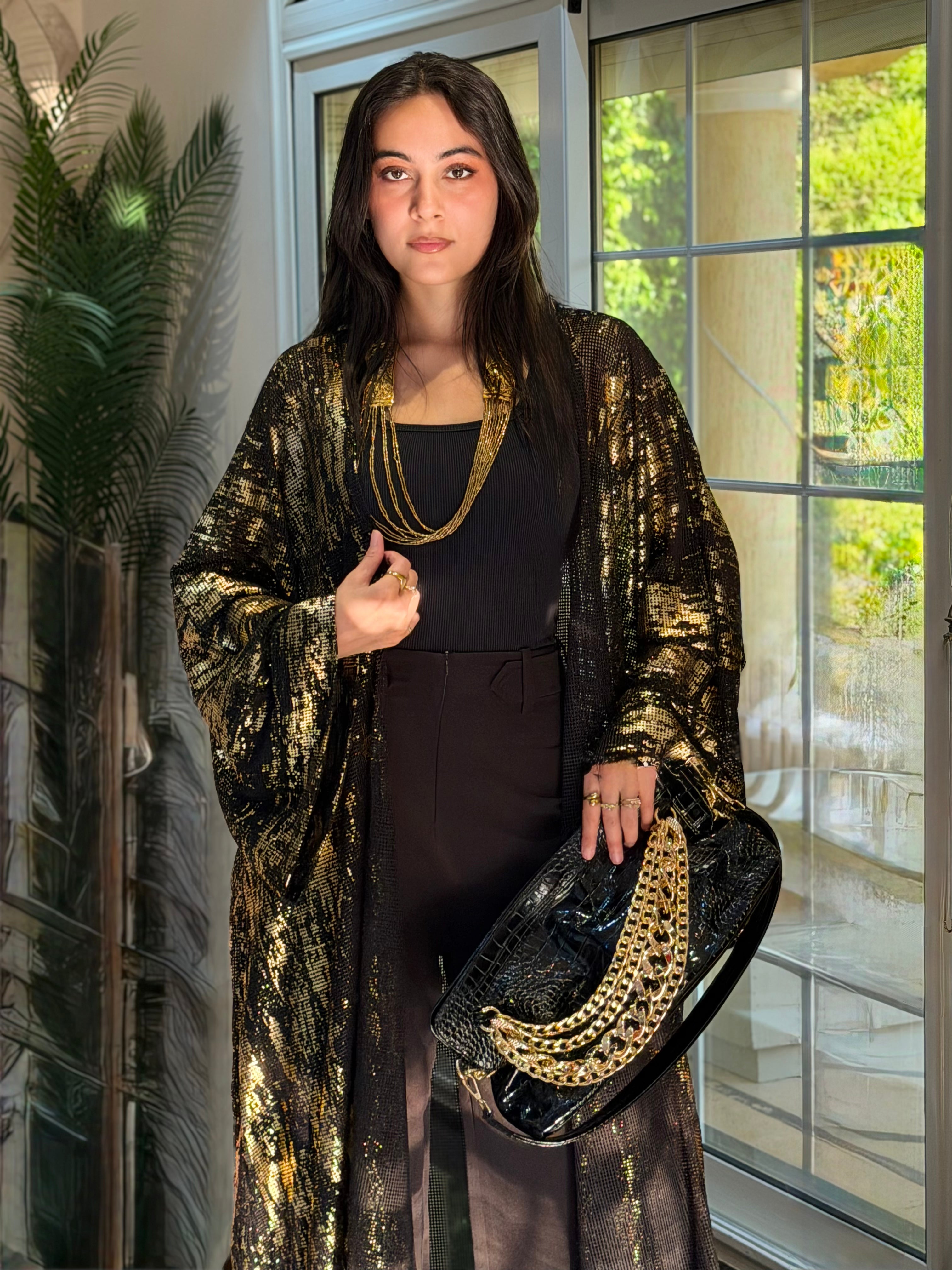 Midnight Gold Shimmer Cardigan