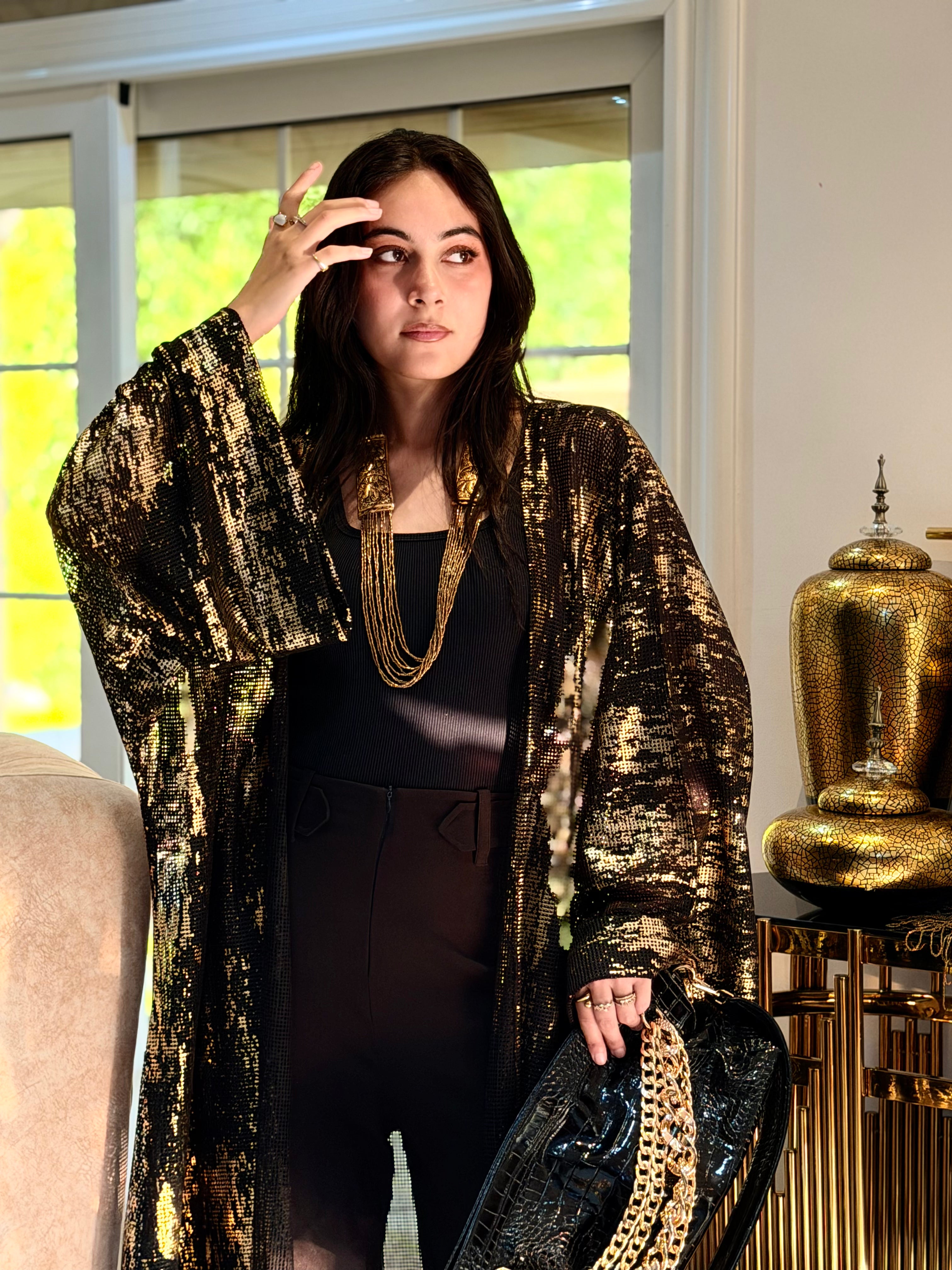 Midnight Gold Shimmer Cardigan