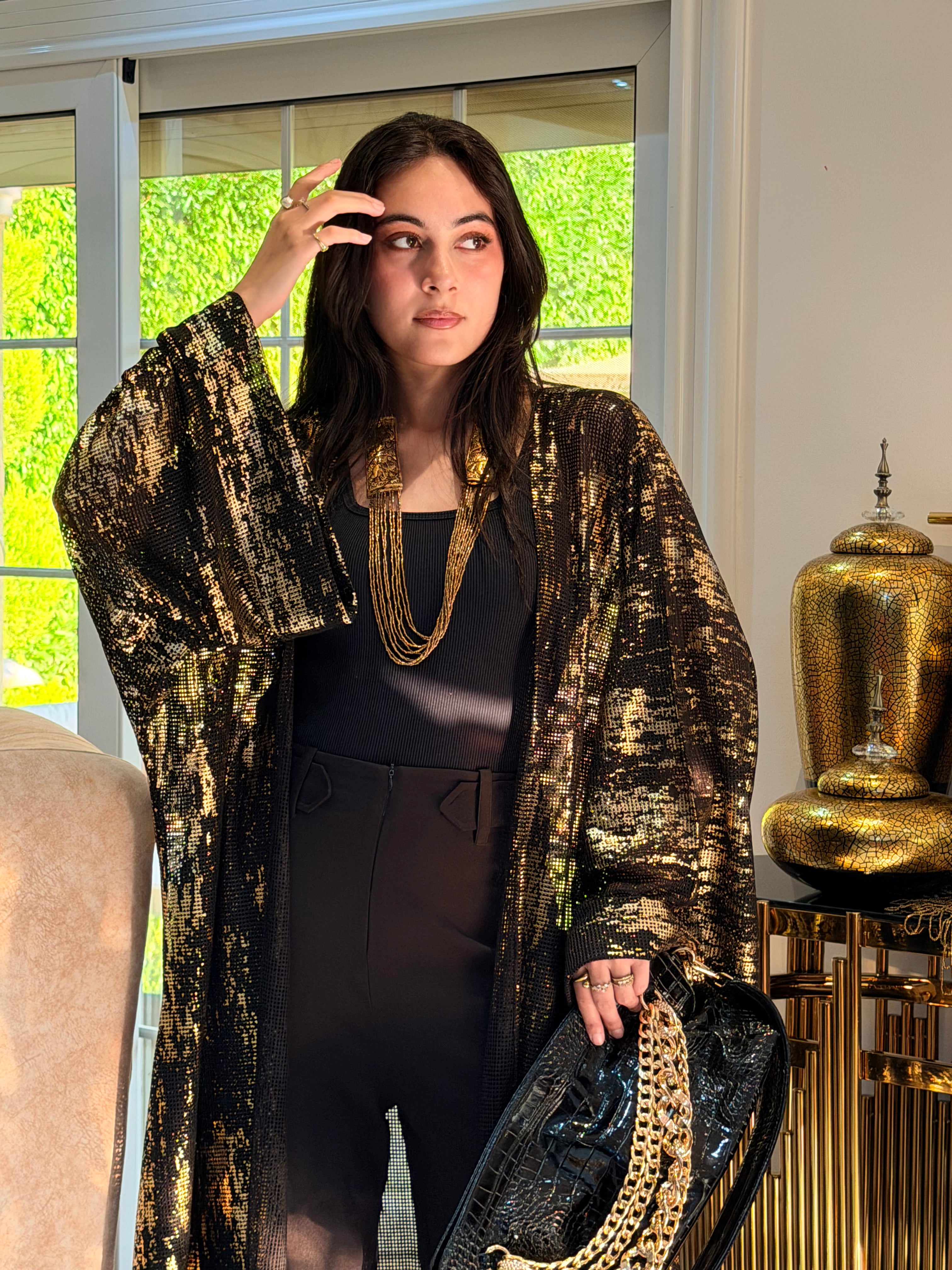 Midnight Gold Shimmer Cardigan
