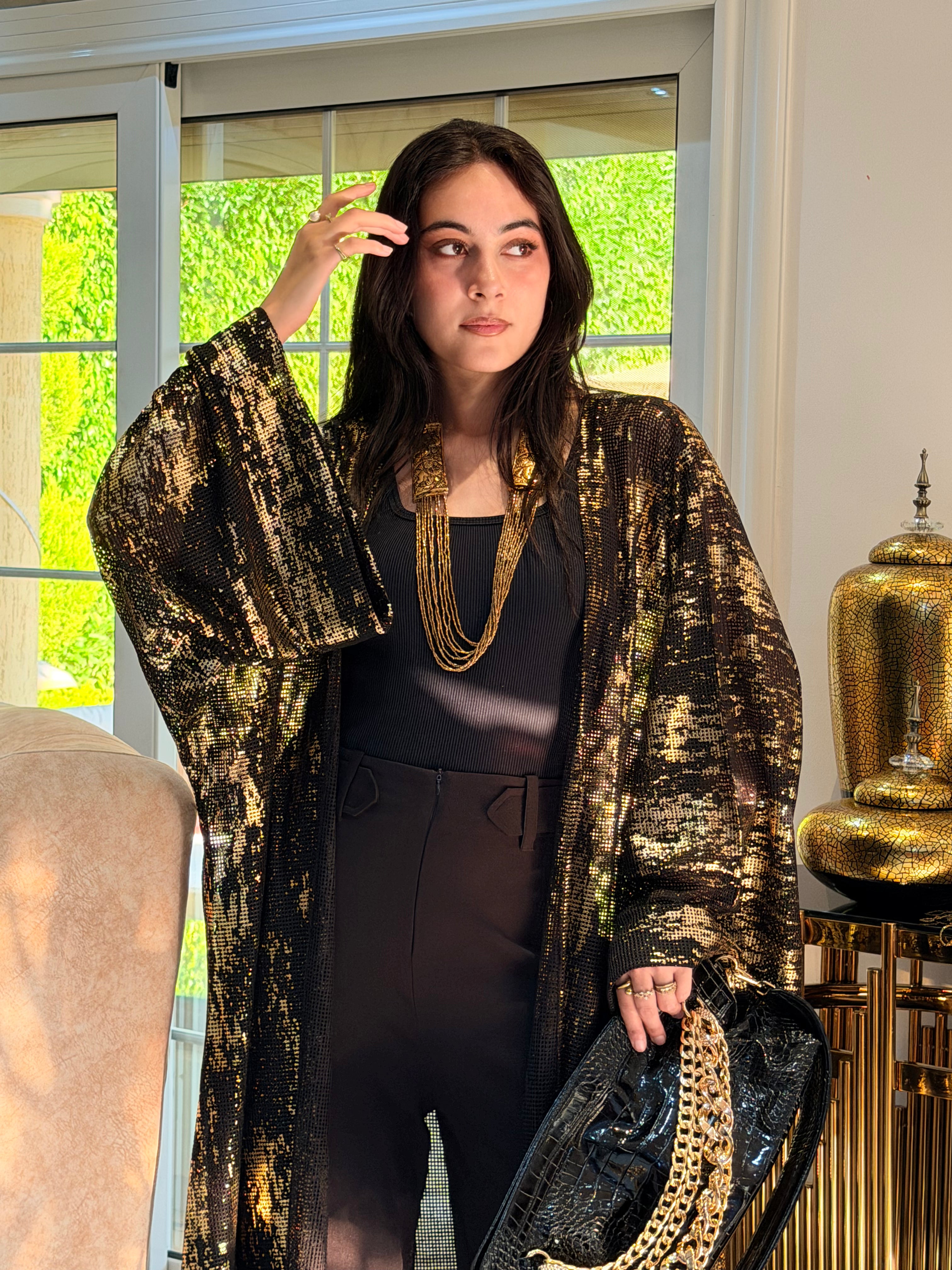 Midnight Gold Shimmer Cardigan