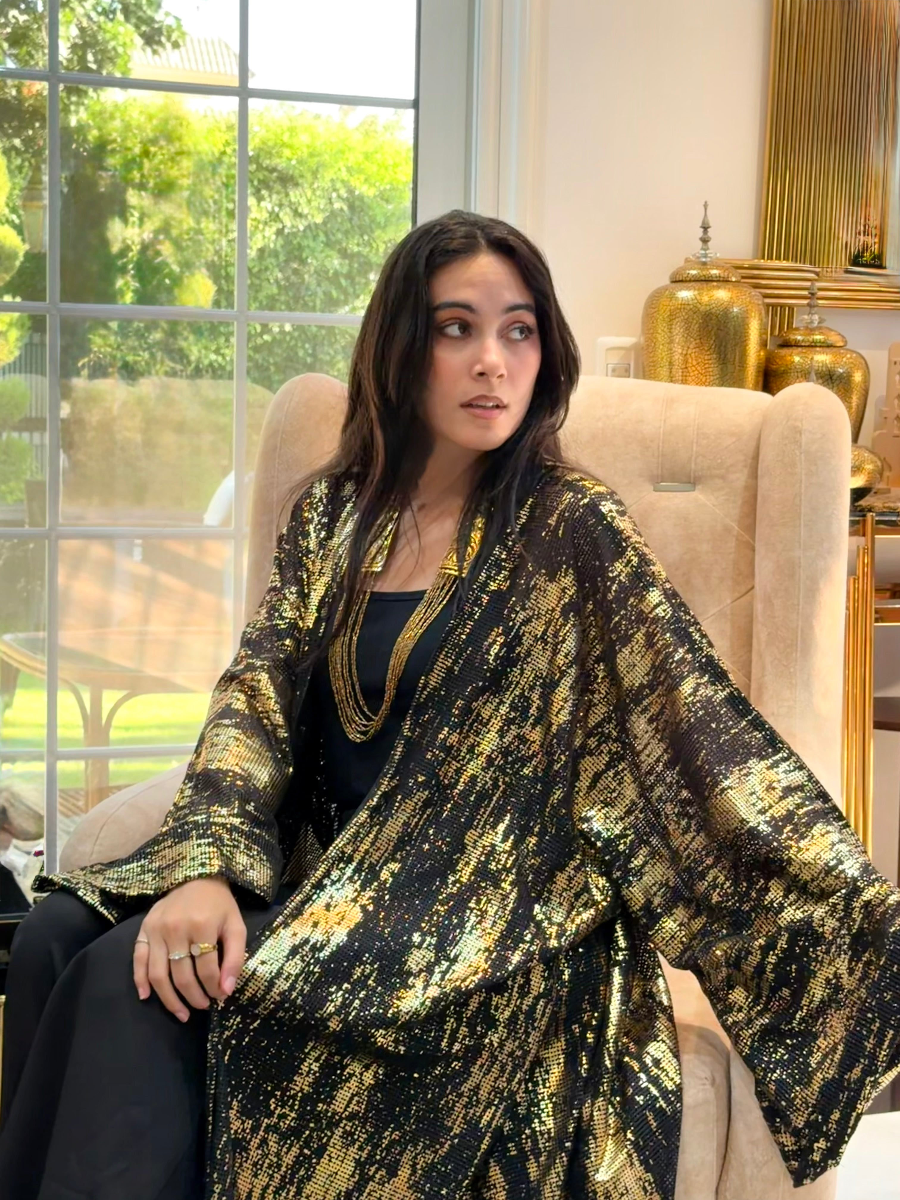Midnight Gold Shimmer Cardigan