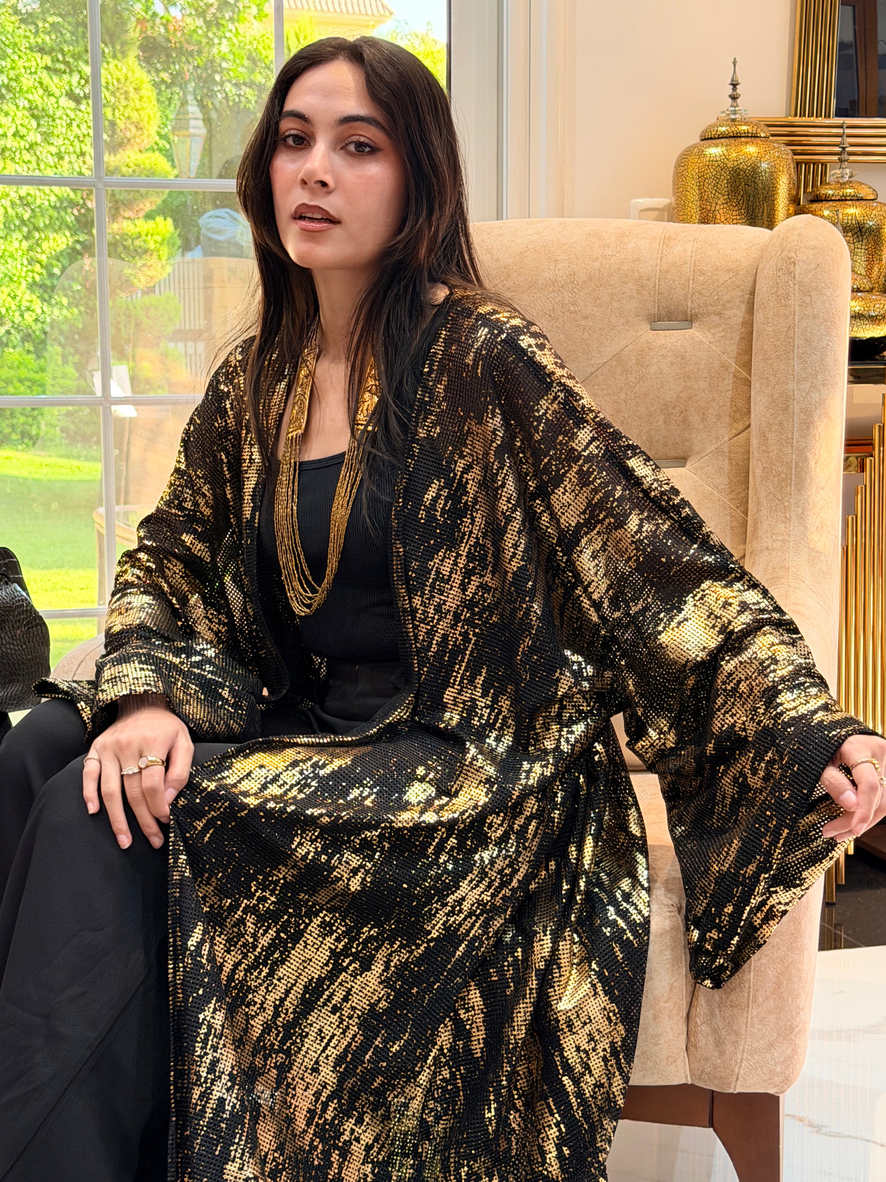 Midnight Gold Shimmer Cardigan