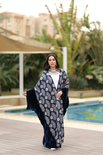 Midnight Blue Velvet Qoftan