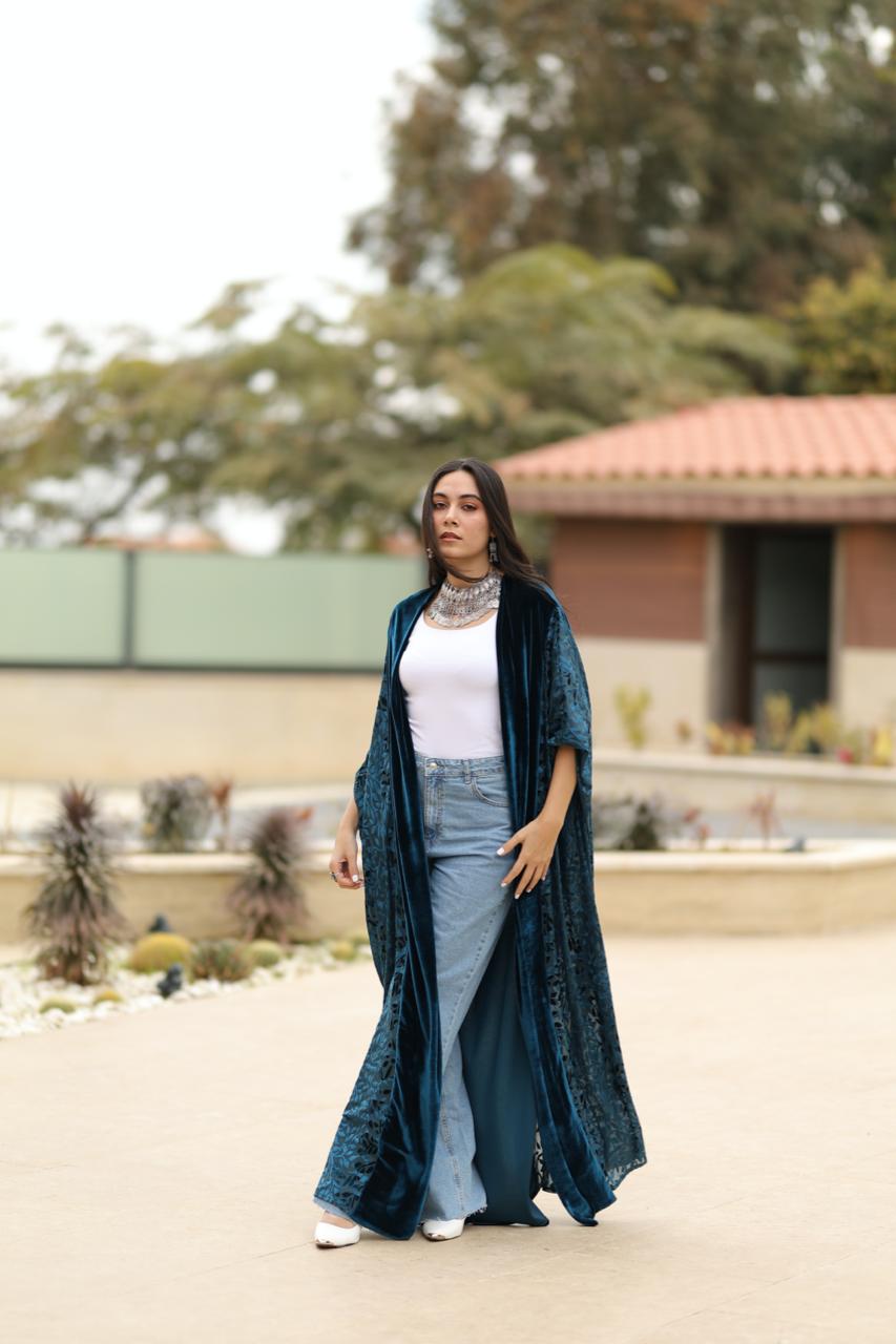 Deep Teal Velvet Qoftan