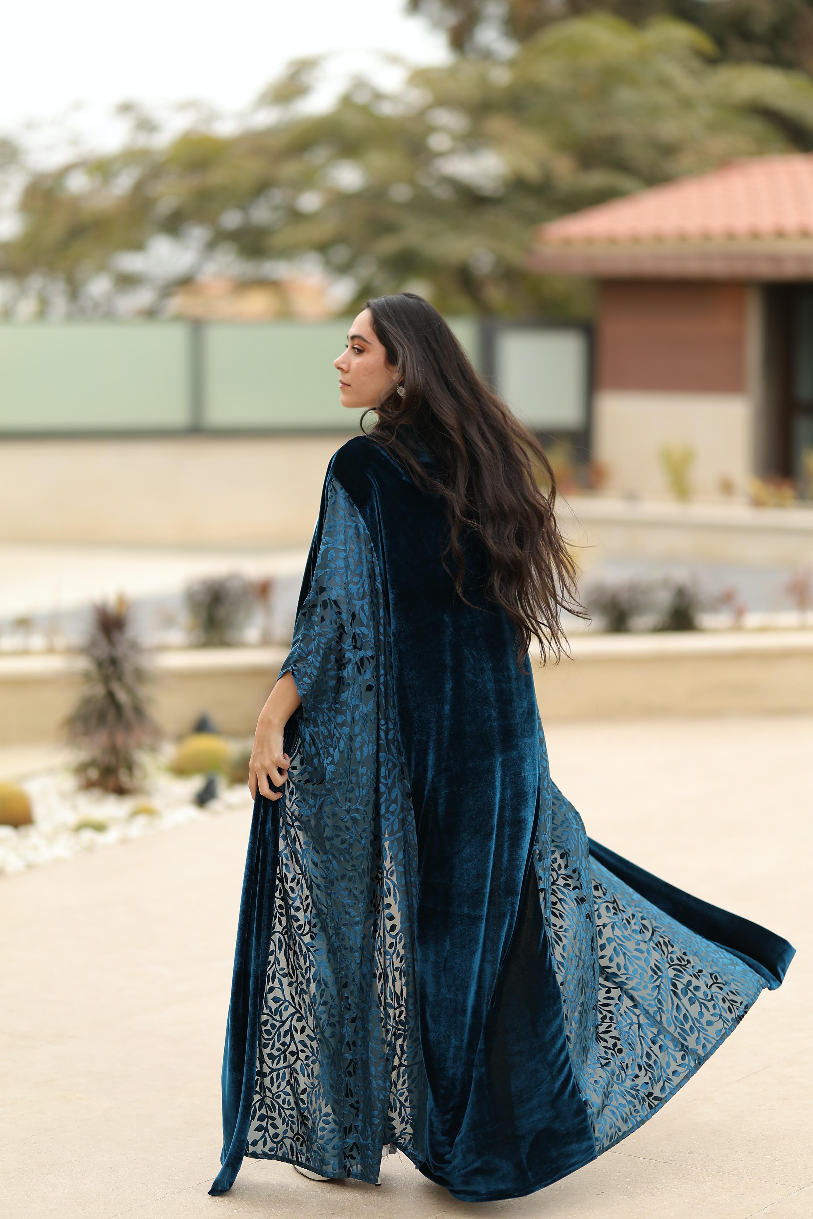 Deep Teal Velvet Qoftan