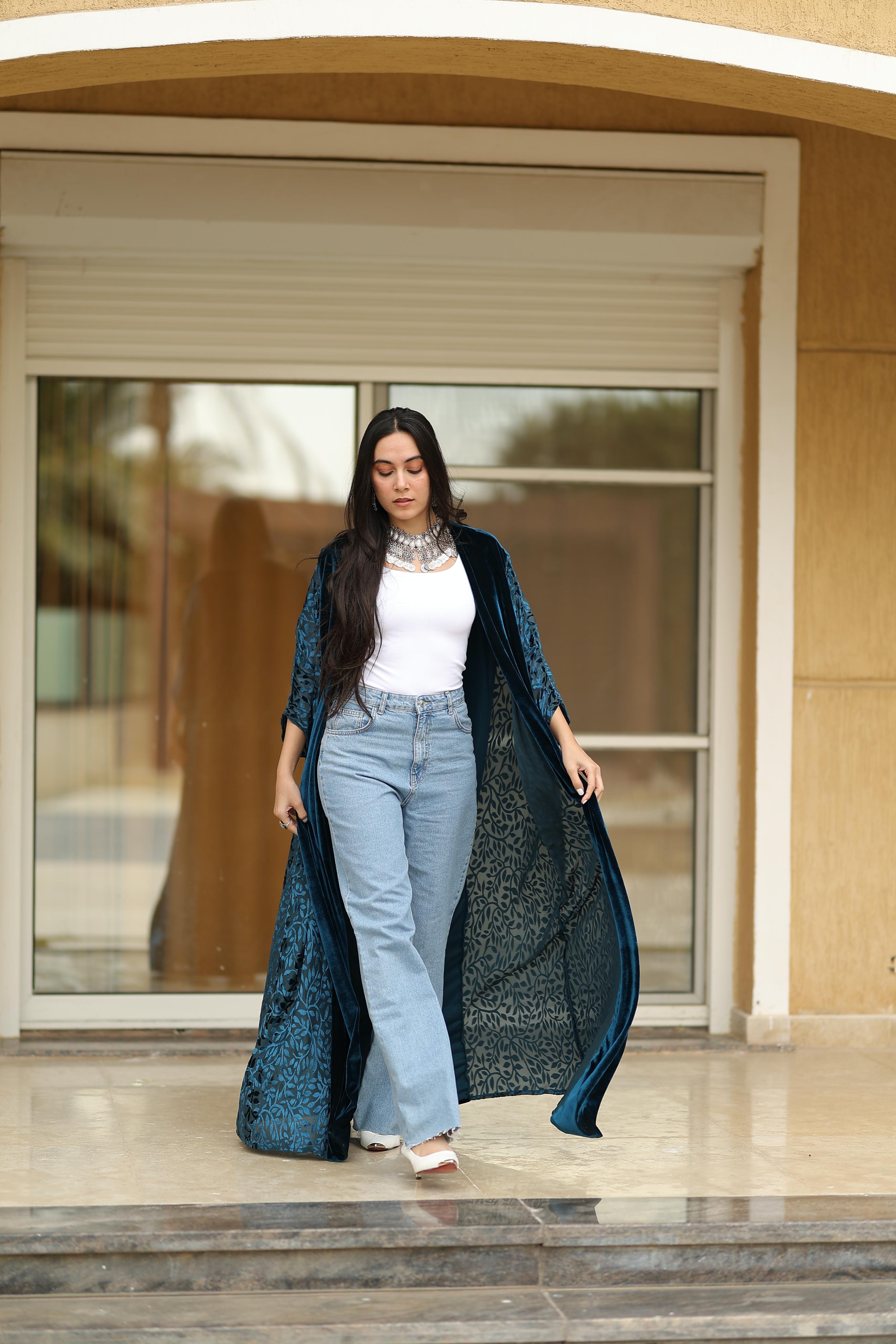 Deep Teal Velvet Qoftan