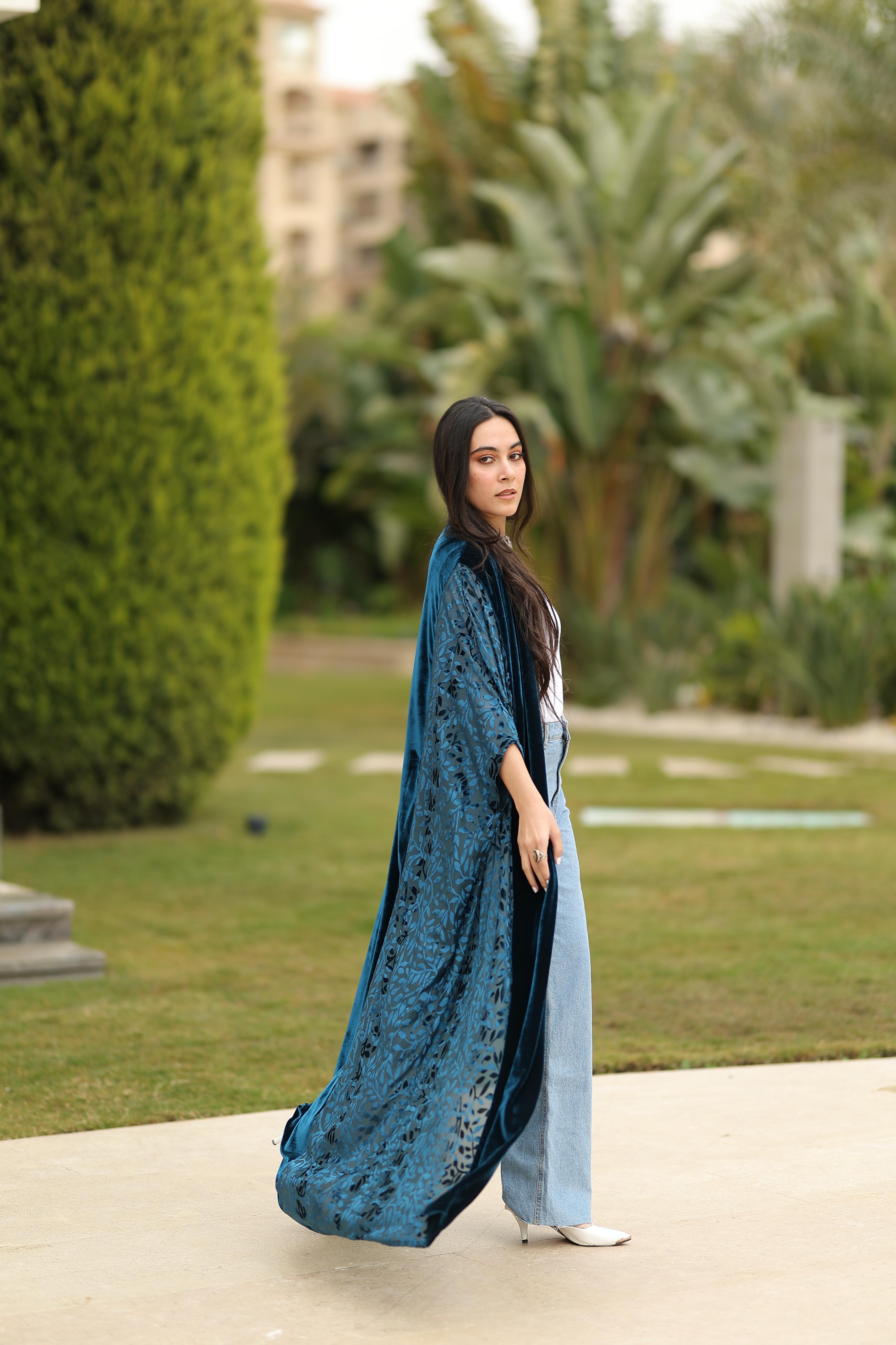 Deep Teal Velvet Qoftan
