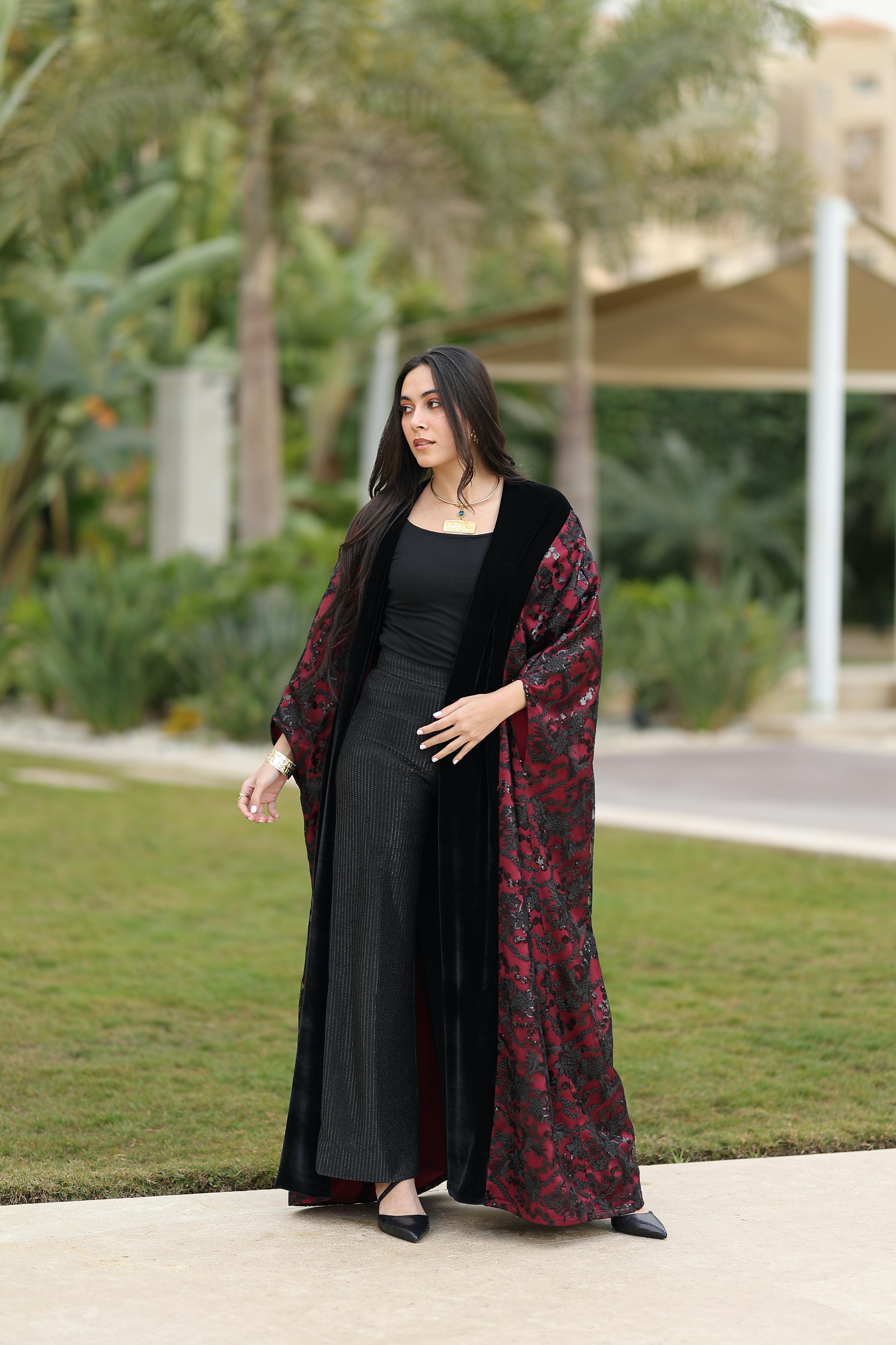 Crimson Noir Velvet Qoftan