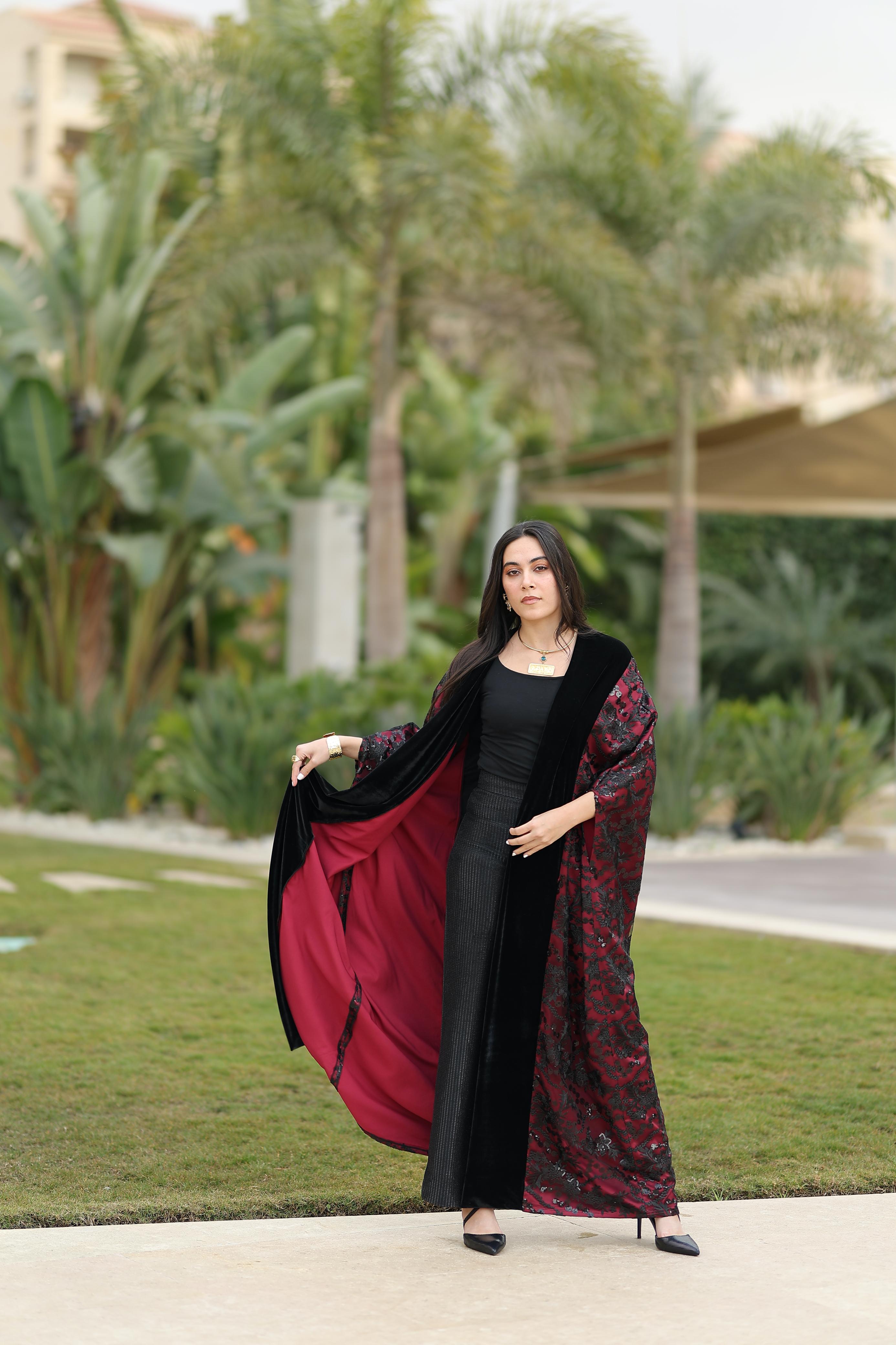 Crimson Noir Velvet Qoftan