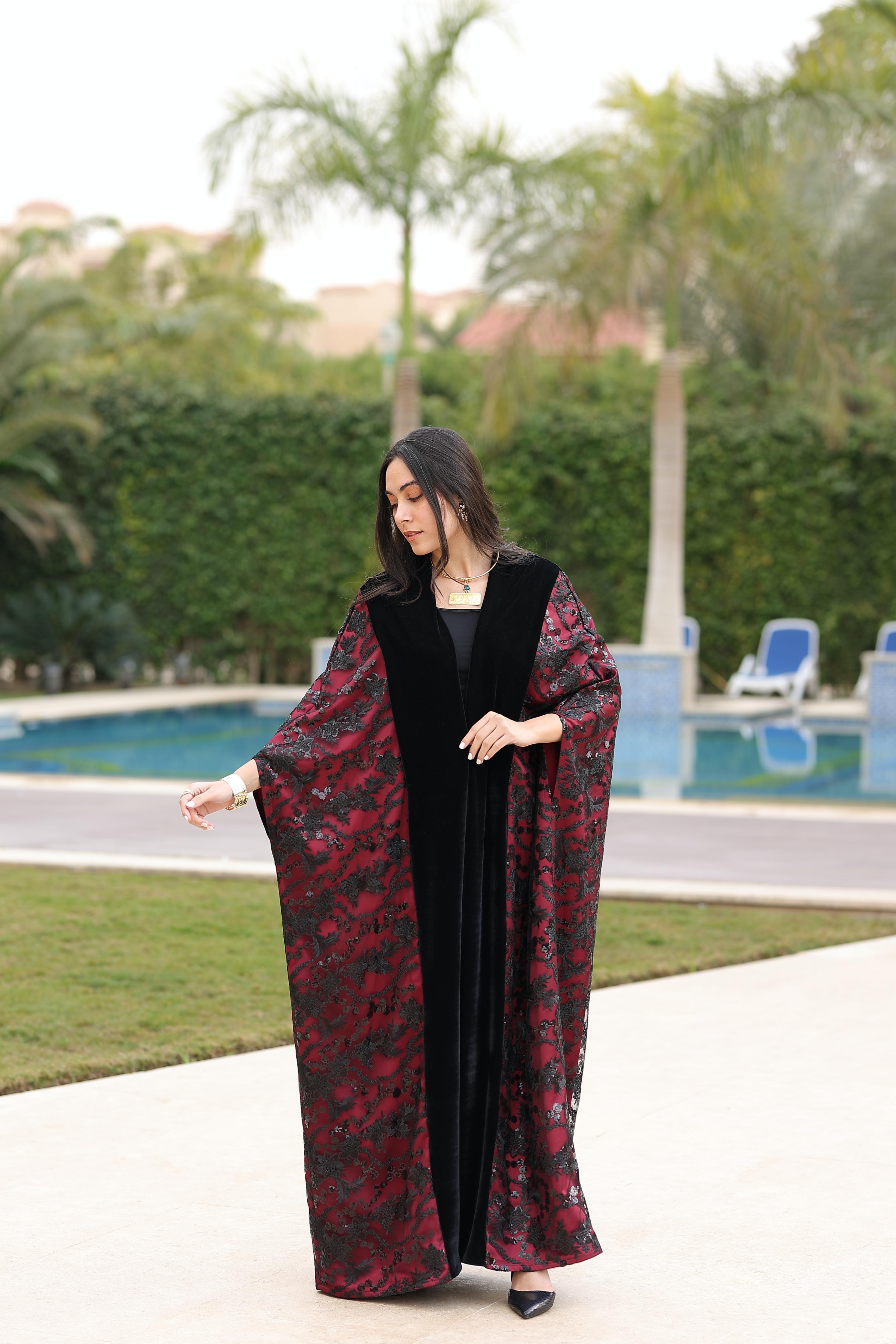 Crimson Noir Velvet Qoftan
