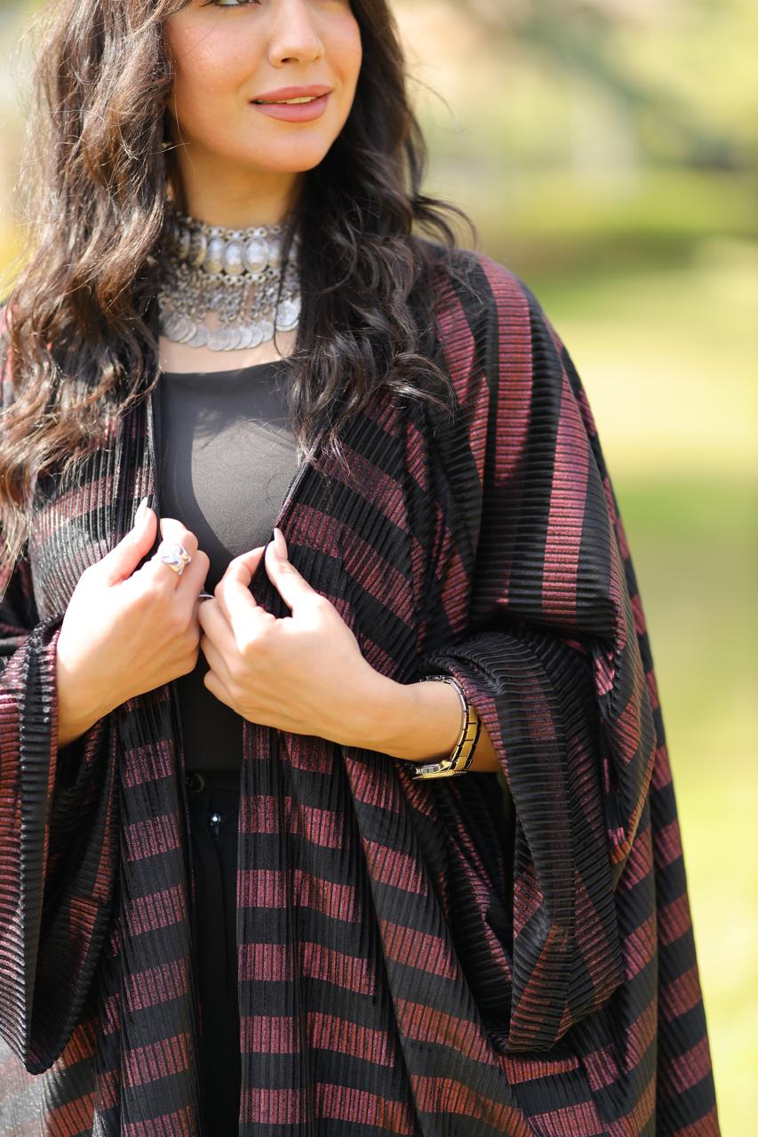 Midnight Ruby Stripes Velvet Qoftan