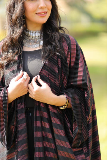 Midnight Ruby Stripes Velvet Qoftan