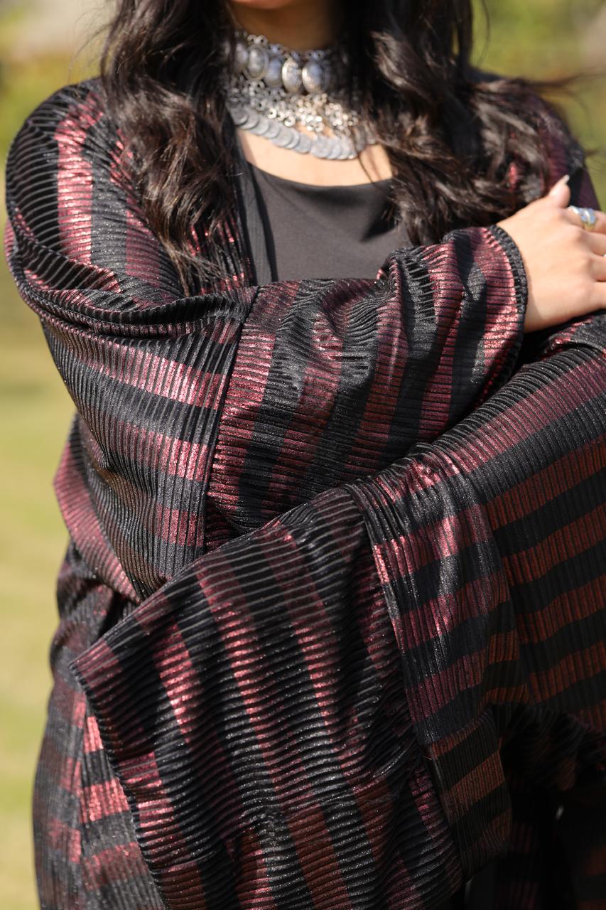 Midnight Ruby Stripes Velvet Qoftan