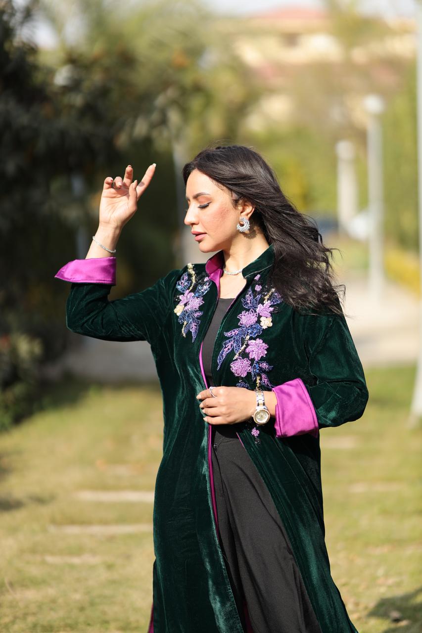 Emerald Bloom Velvet Qoftan
