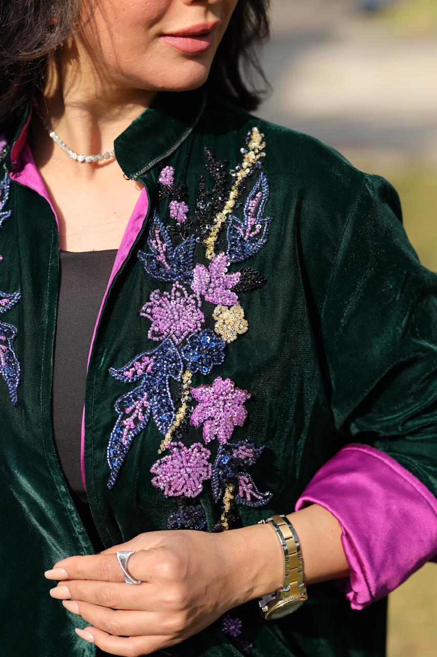 Emerald Bloom Velvet Qoftan