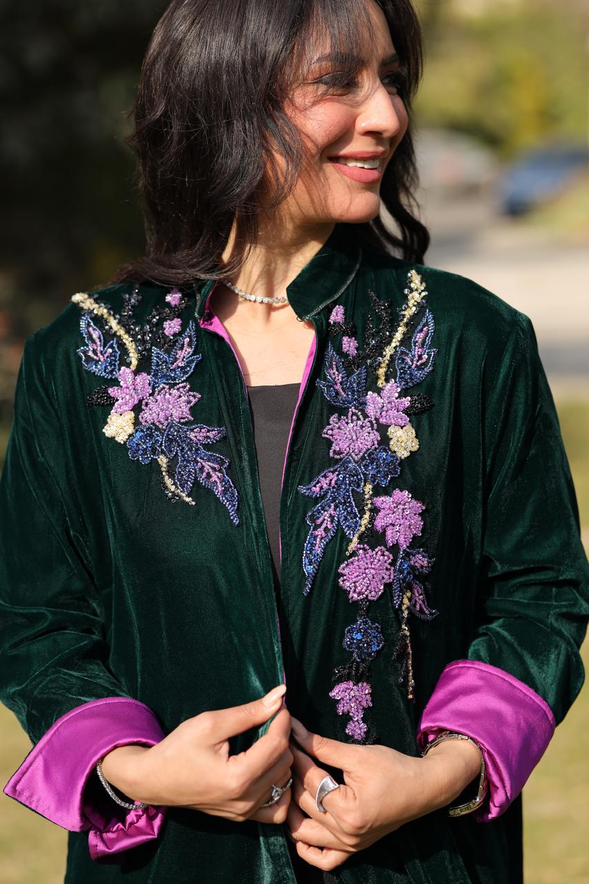 Emerald Bloom Velvet Qoftan