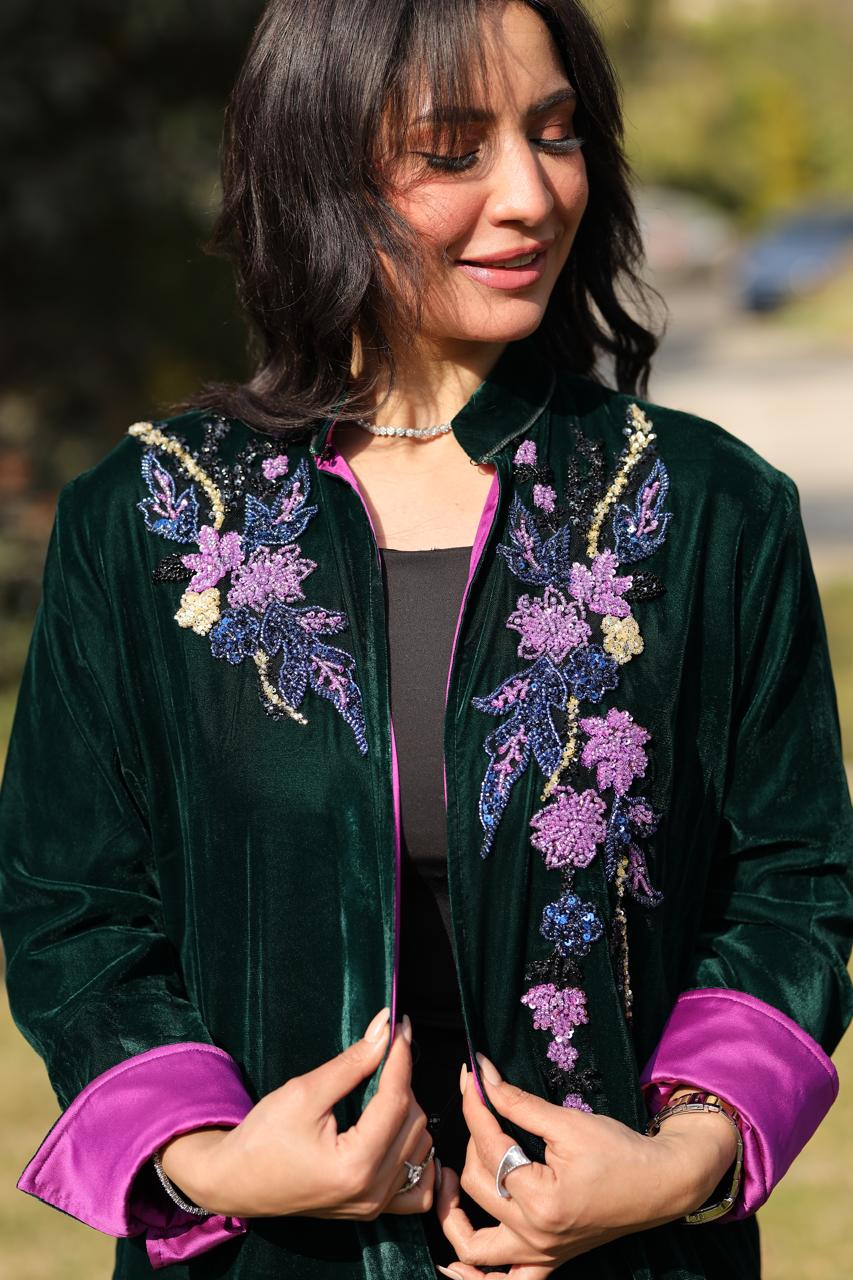 Emerald Bloom Velvet Qoftan