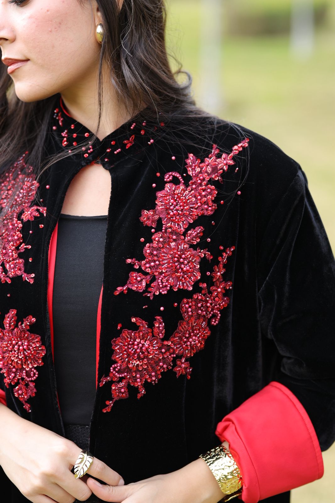 Crimson Noir Velvet Qoftan