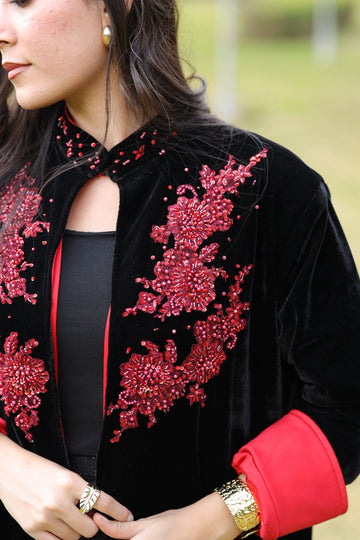 Crimson Noir Velvet Qoftan