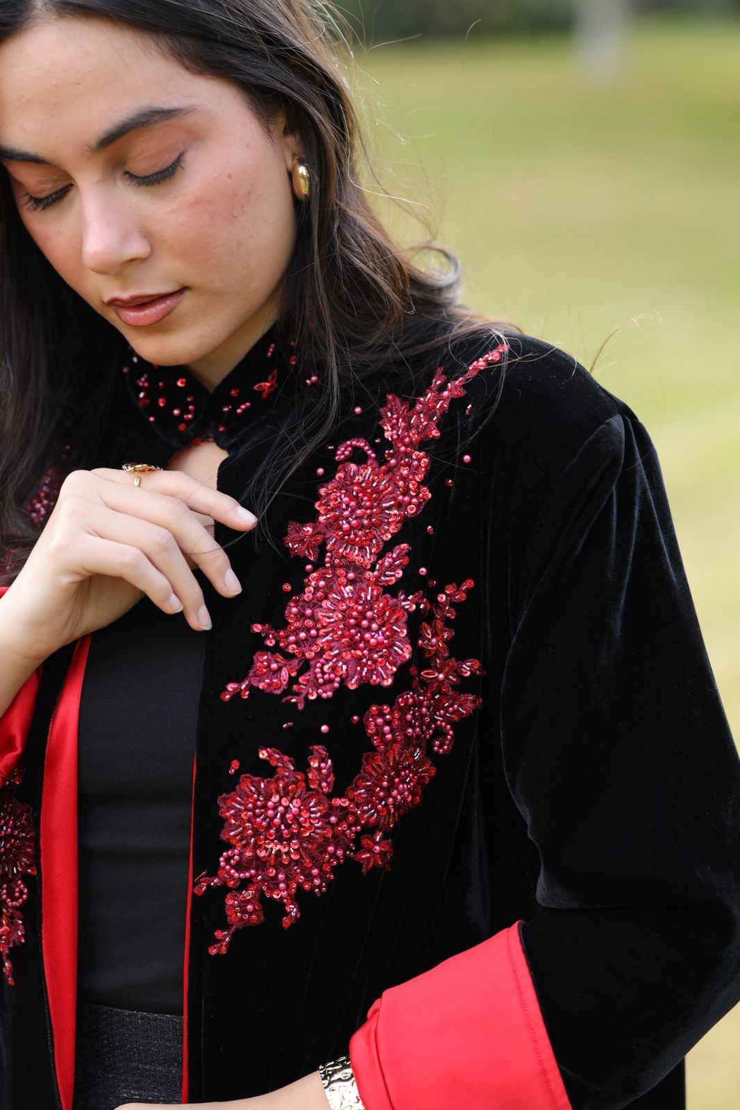 Crimson Noir Velvet Qoftan
