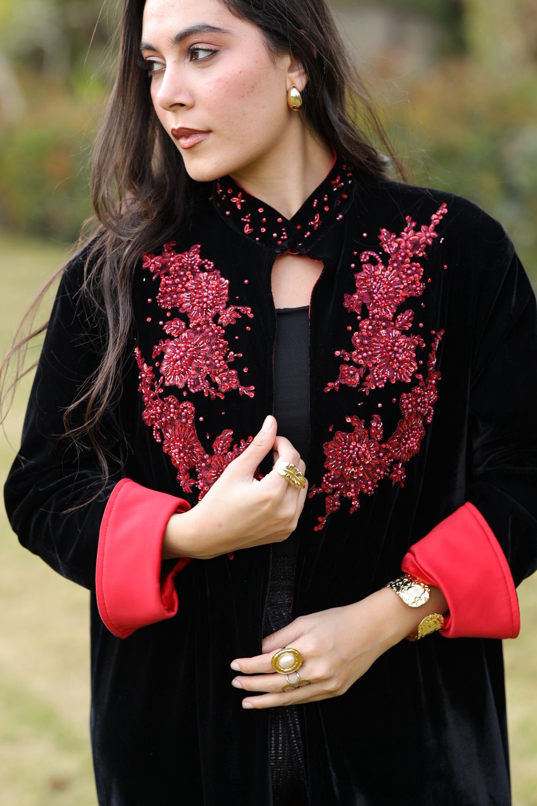 Crimson Noir Velvet Qoftan