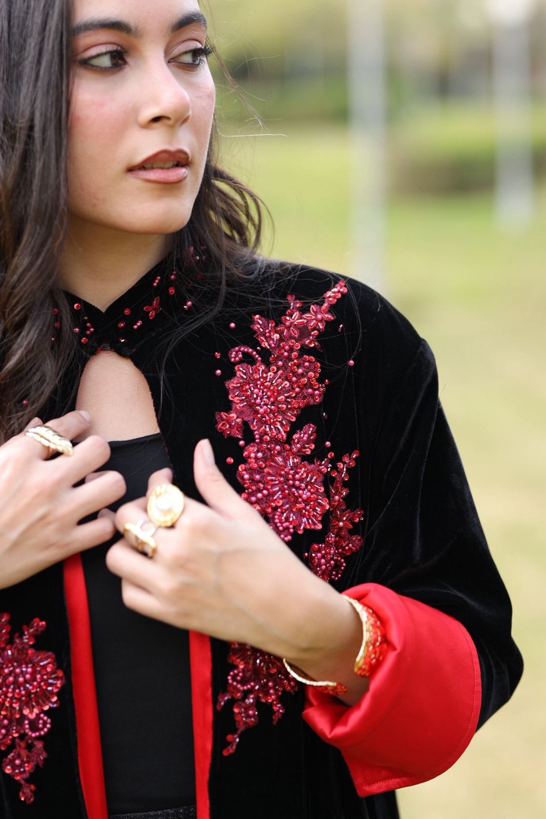 Crimson Noir Velvet Qoftan