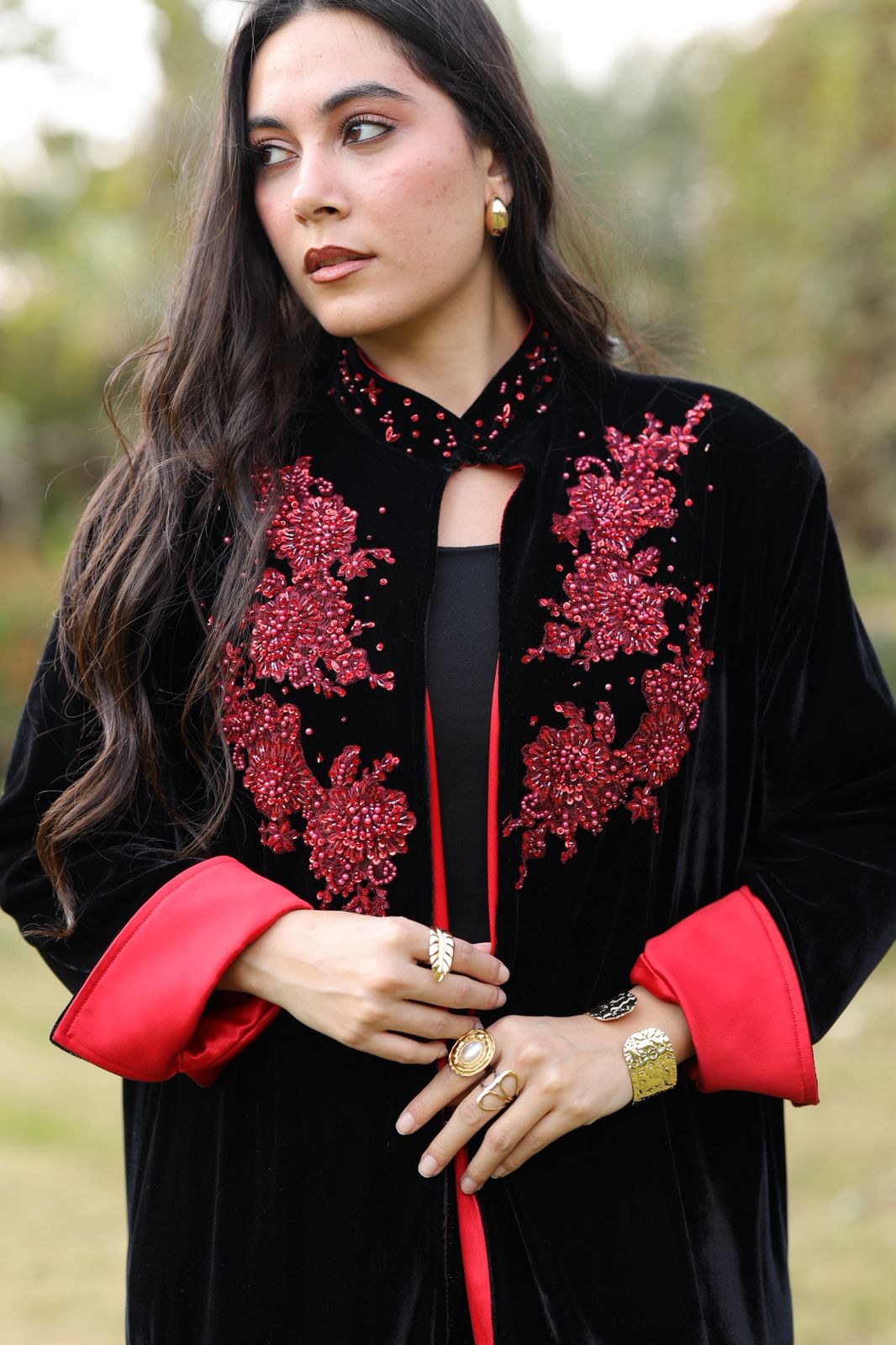 Crimson Noir Velvet Qoftan
