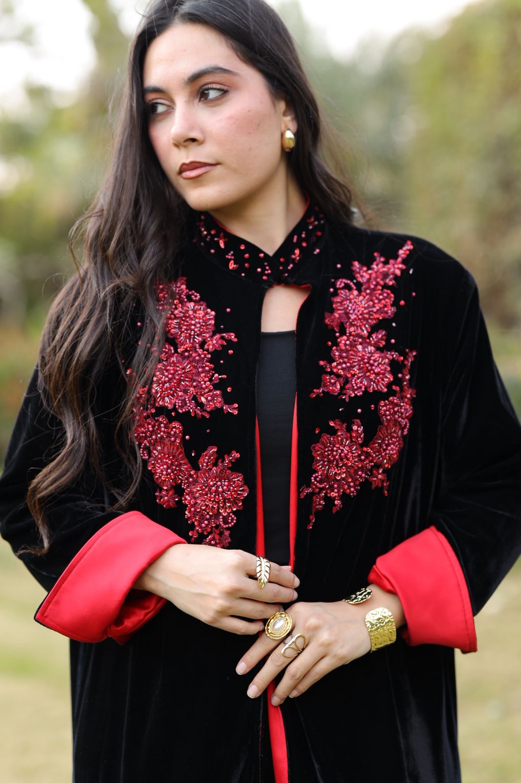 Crimson Noir Velvet Qoftan