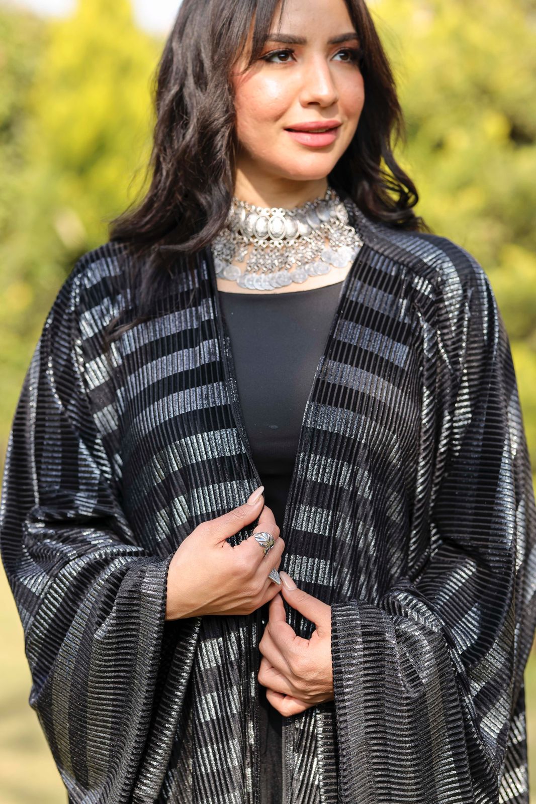 Midnight Stripes Velvet Qoftan