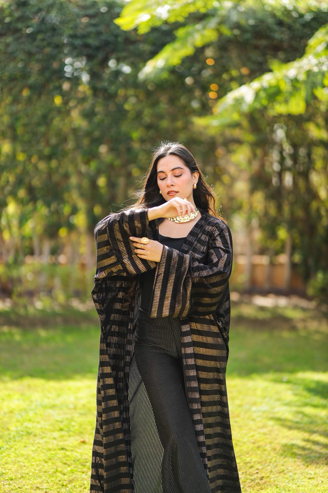 Midnight Stripes Velvet Qoftan