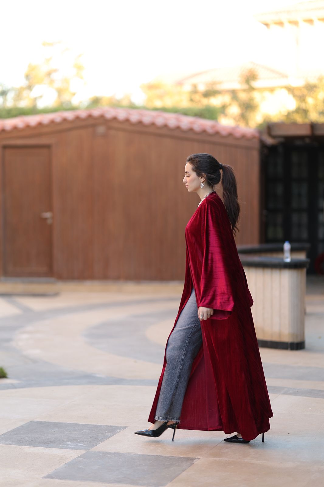 Crimson Velvet Flow Qoftan