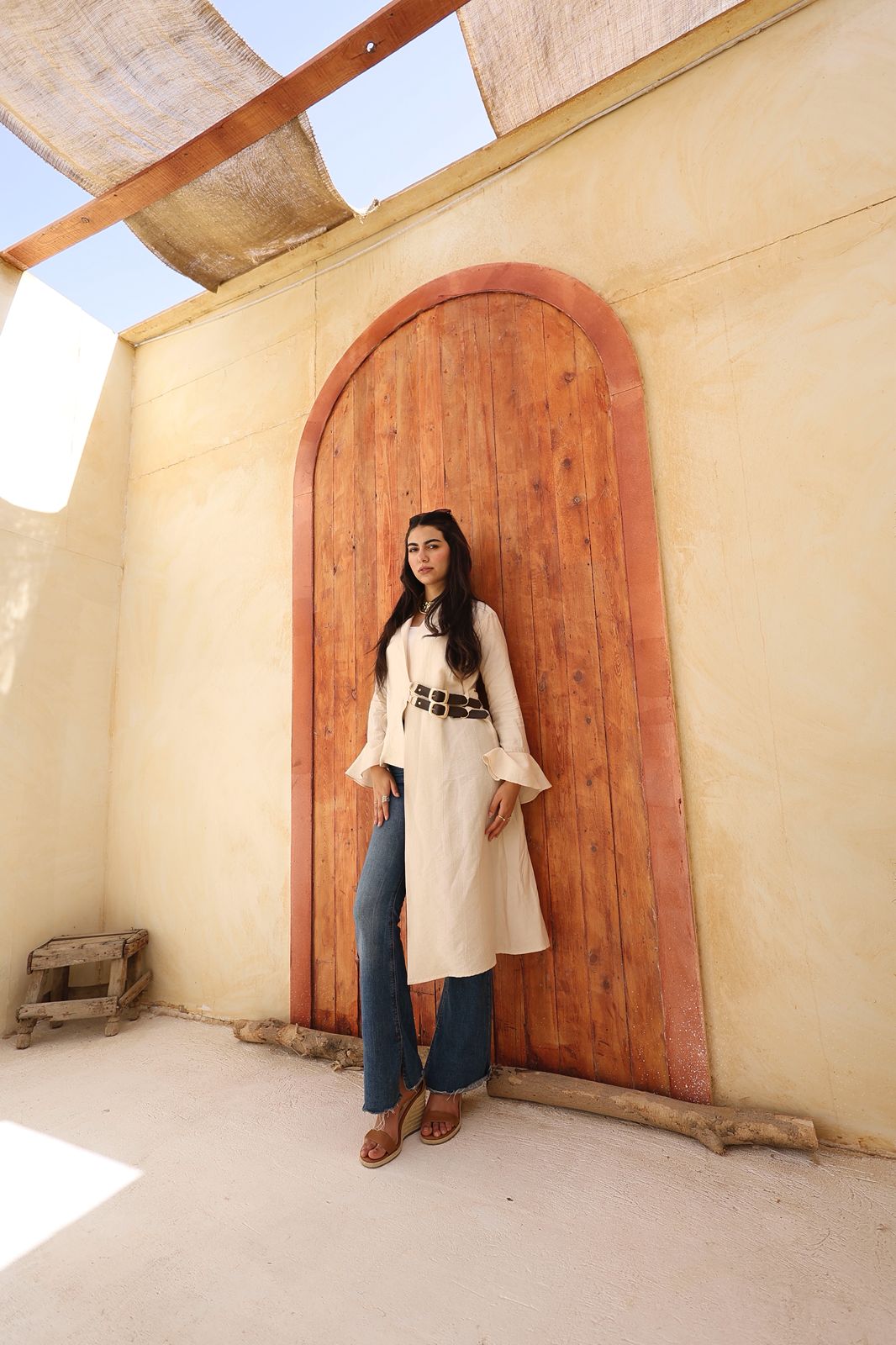 Asymmetric Belted Long Shirt – Off White