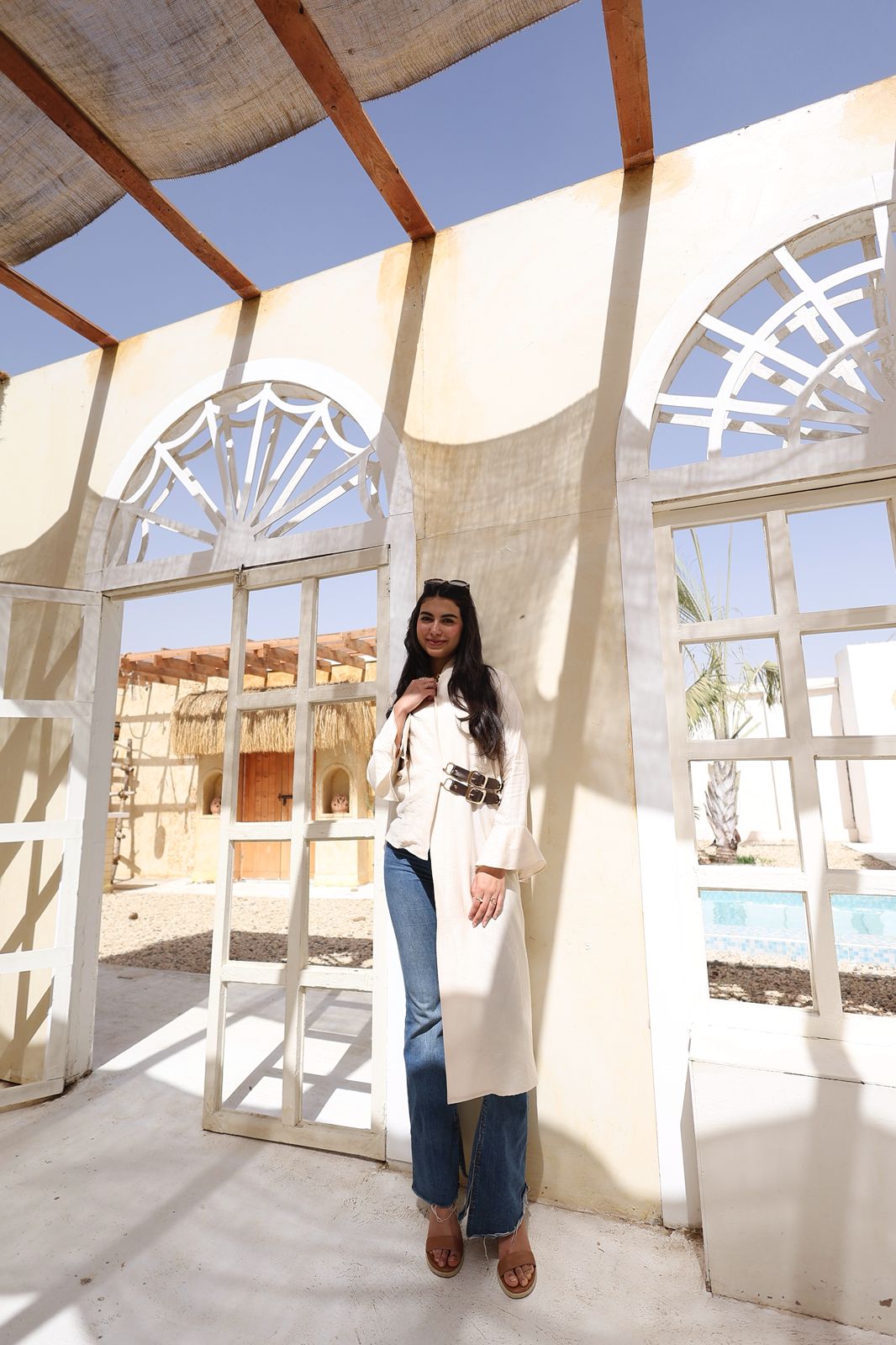 Asymmetric Belted Long Shirt – Off White