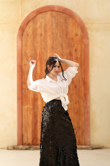 Black Sequin Skirt – Statement Shine