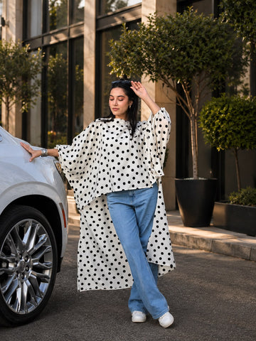 Monochrome Polka Cascade Tunic
