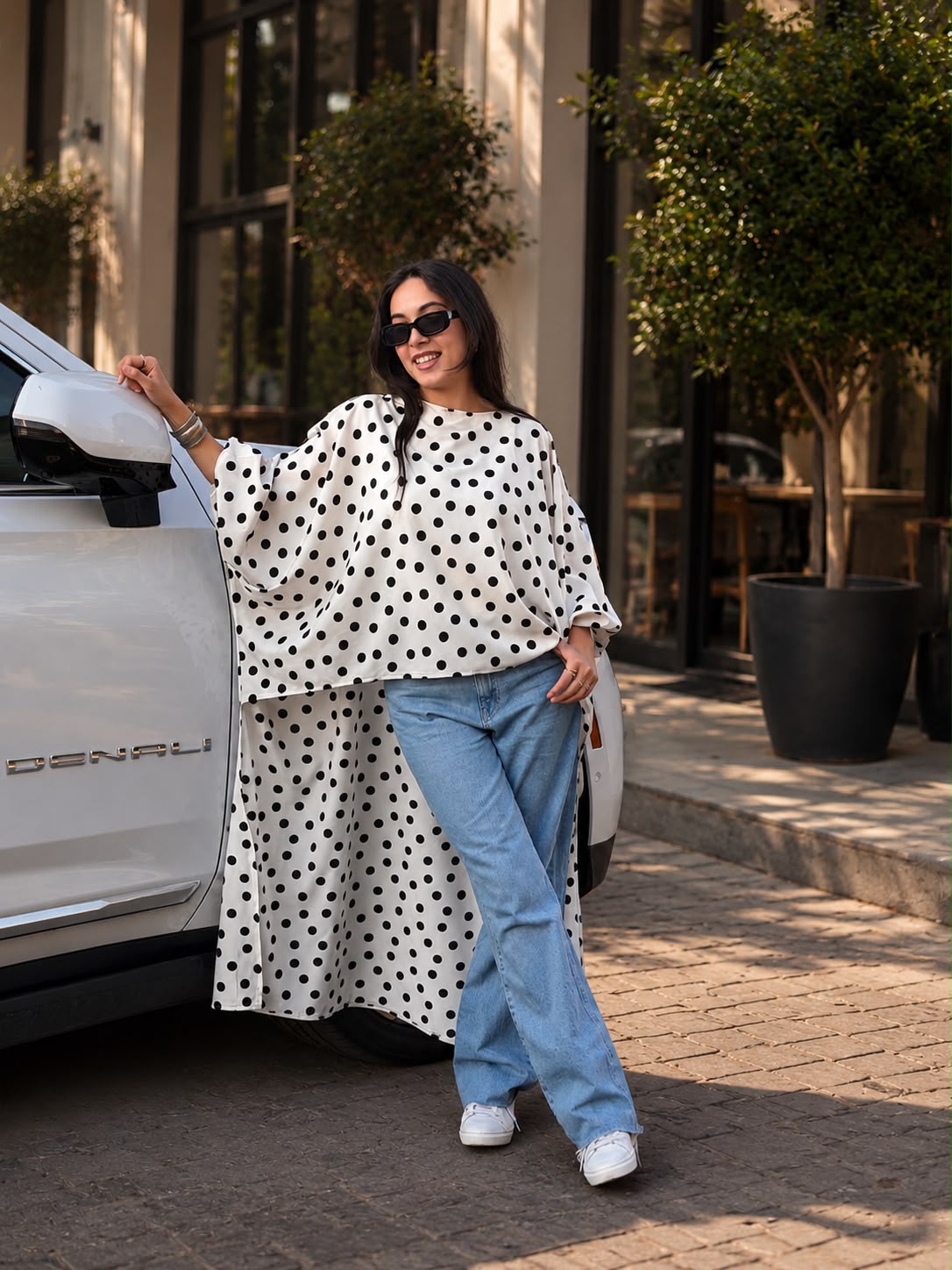 Monochrome Polka Cascade Tunic