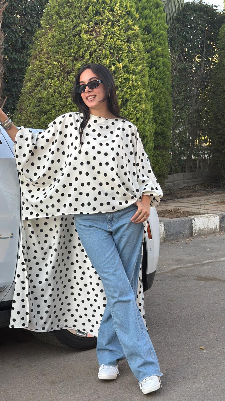 Monochrome Polka Cascade Tunic
