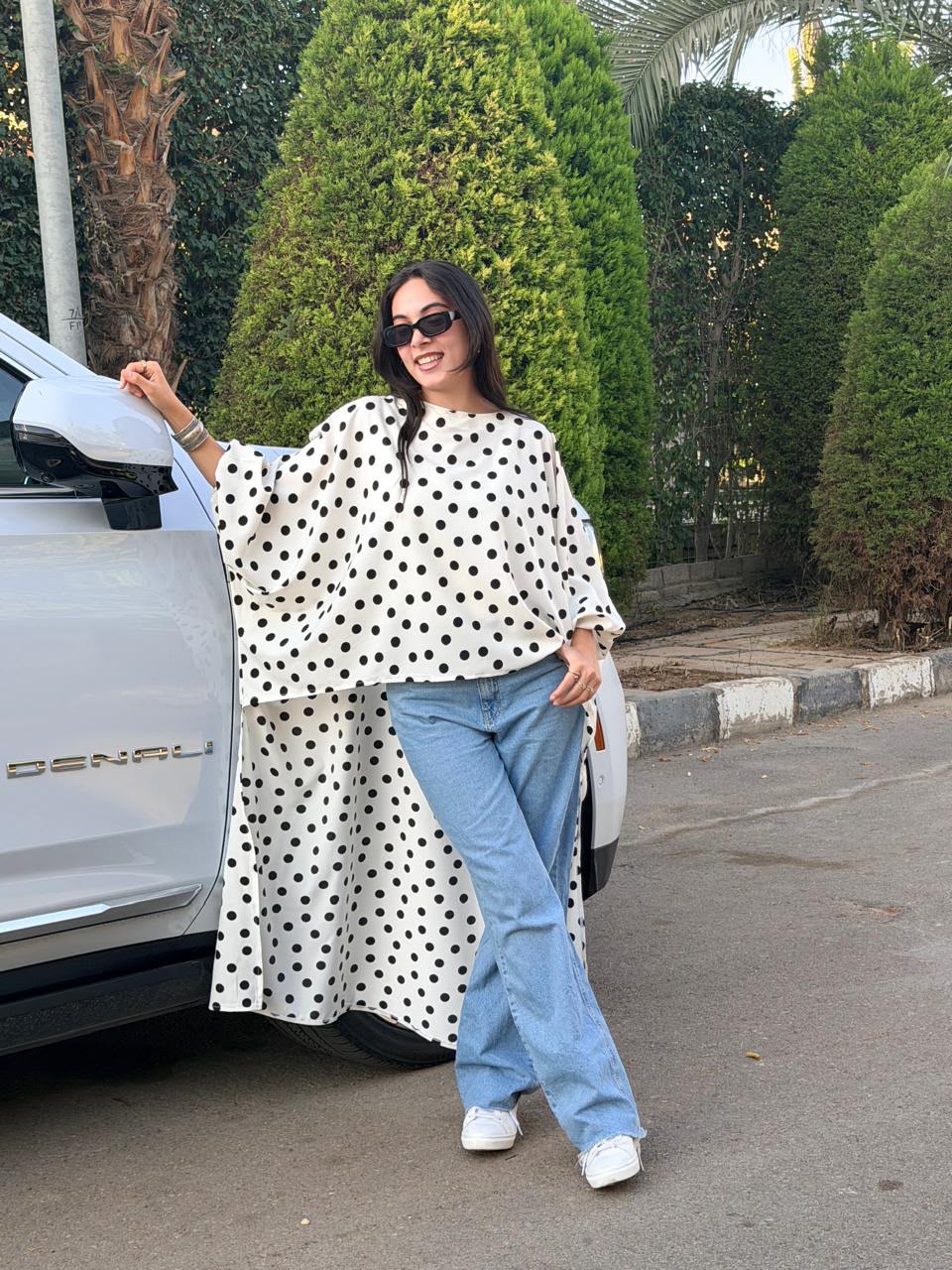 Monochrome Polka Cascade Tunic