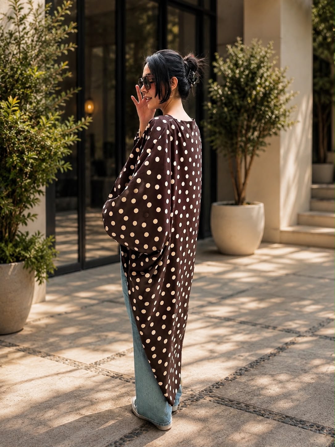 Mocha Polka Cascade Tunic