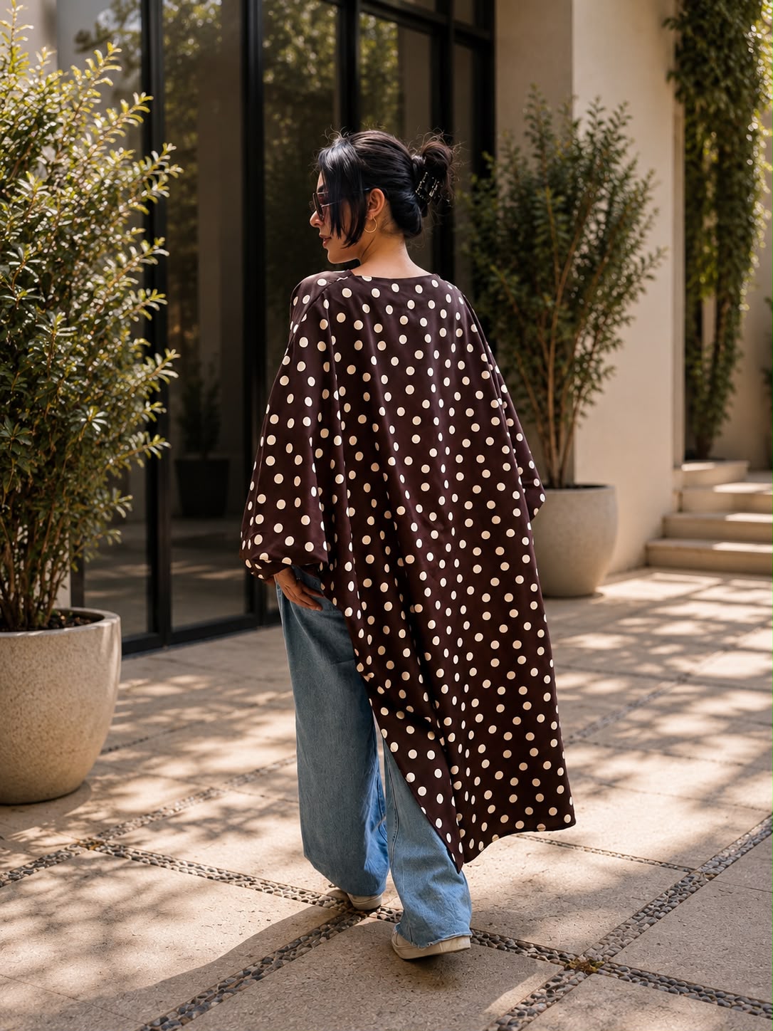 Mocha Polka Cascade Tunic