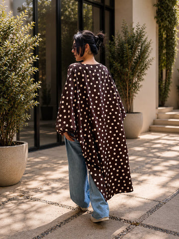 Mocha Polka Cascade Tunic