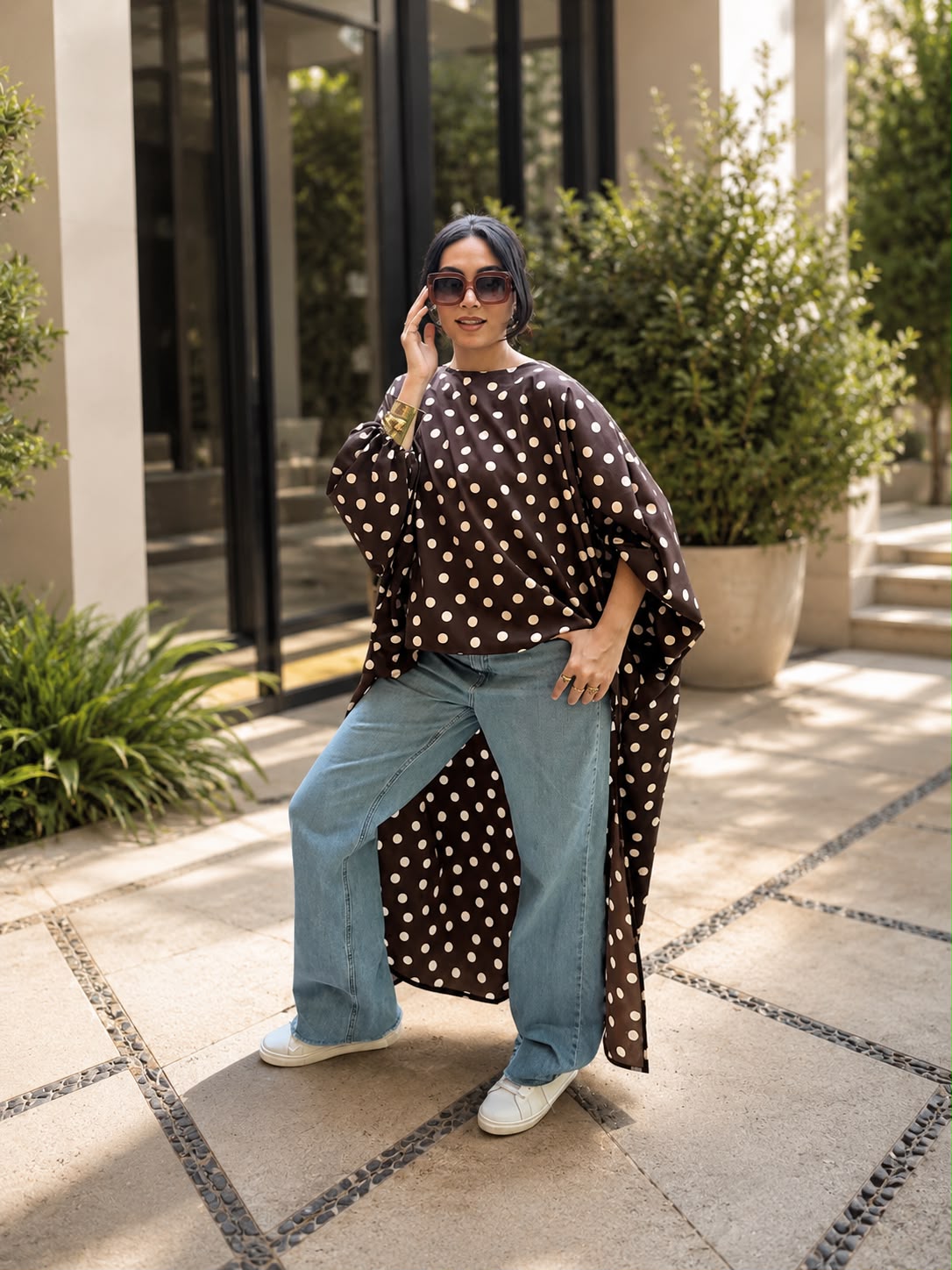 Mocha Polka Cascade Tunic