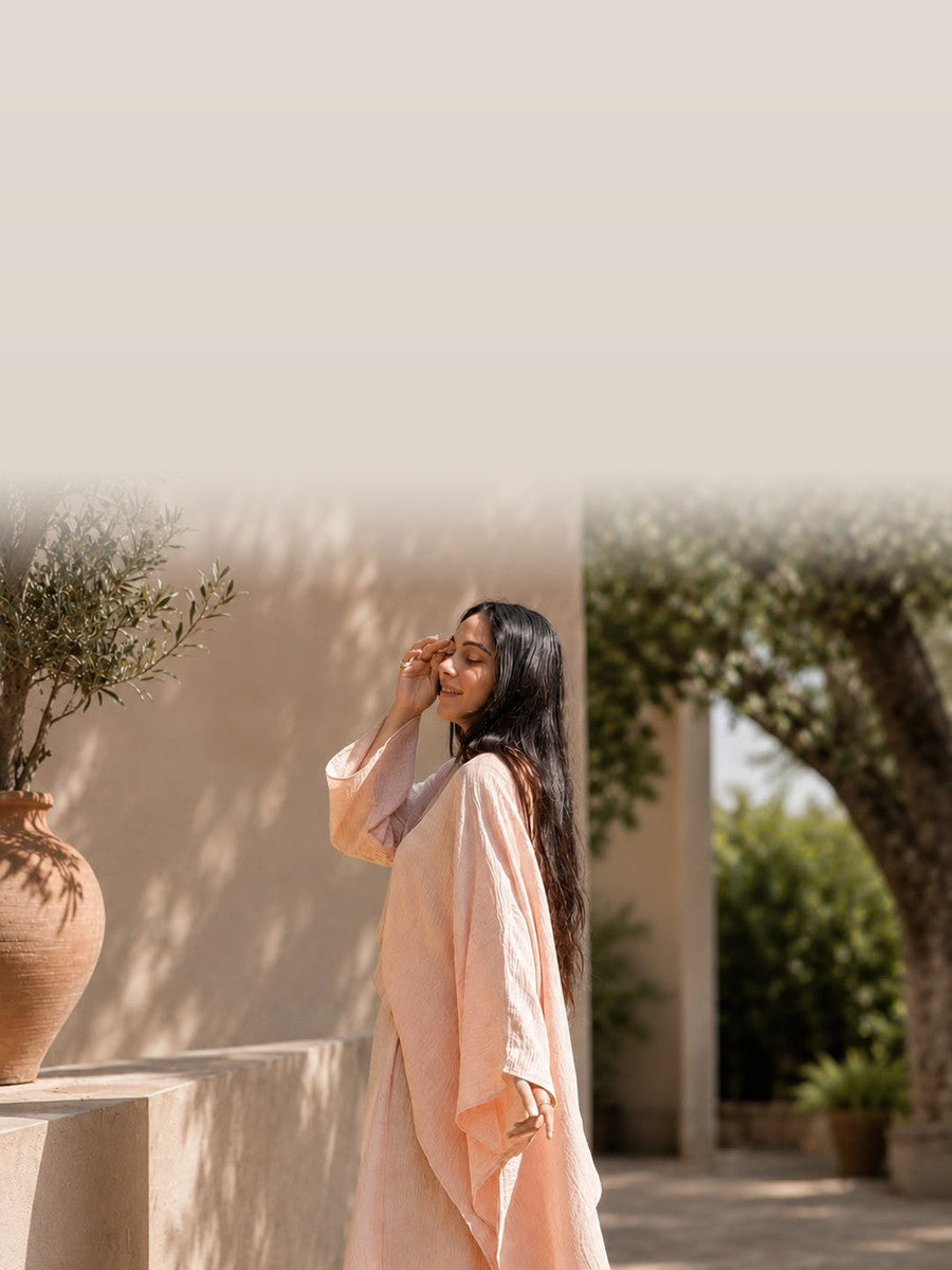 Luna draped linen set, mobile hero